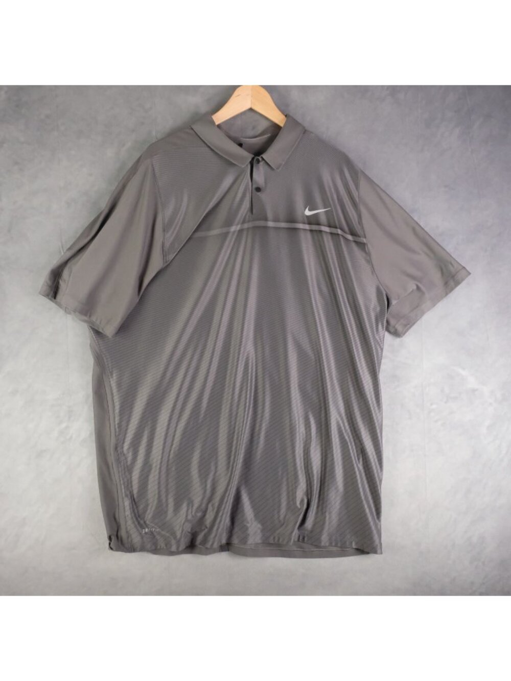 Toger Woods Polo Mens Xxl 2Xl Gray Striped Nike Golf Athletic Stretch